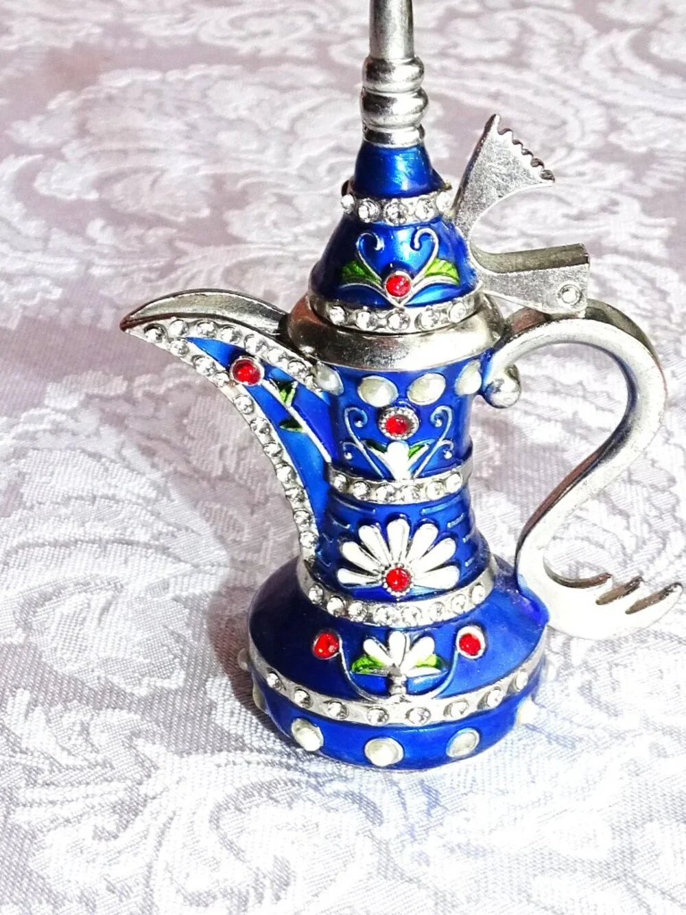 Jeweled Miniature Metal Pitcher with Magnetic Lid